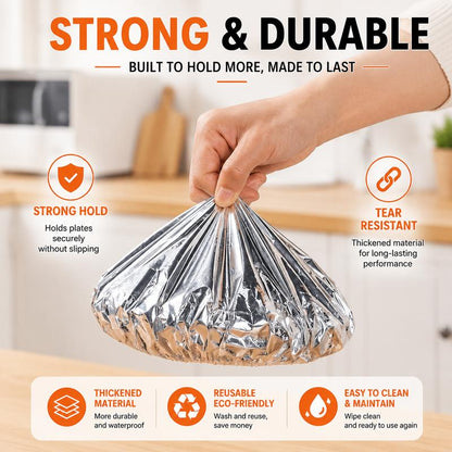 Pack OF 60 Pcs Aluminum Foil Food Covers | Covers For Bowls & Dishes Storage For Kitchen