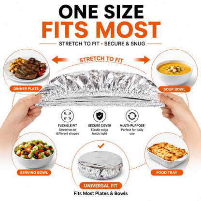 Pack OF 60 Pcs Aluminum Foil Food Covers | Covers For Bowls & Dishes Storage For Kitchen