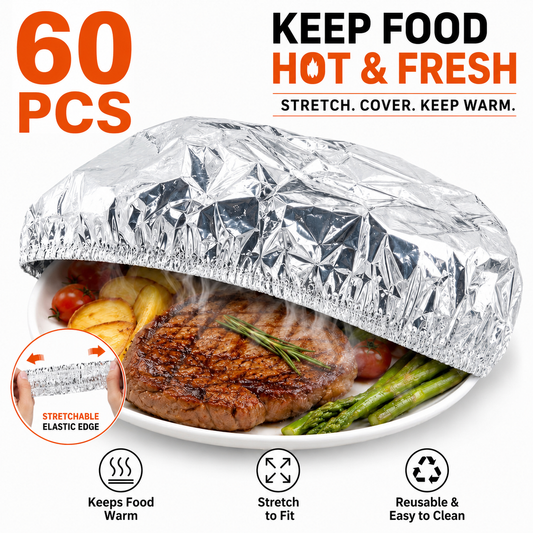 Pack OF 60 Pcs Aluminum Foil Food Covers | Covers For Bowls & Dishes Storage For Kitchen