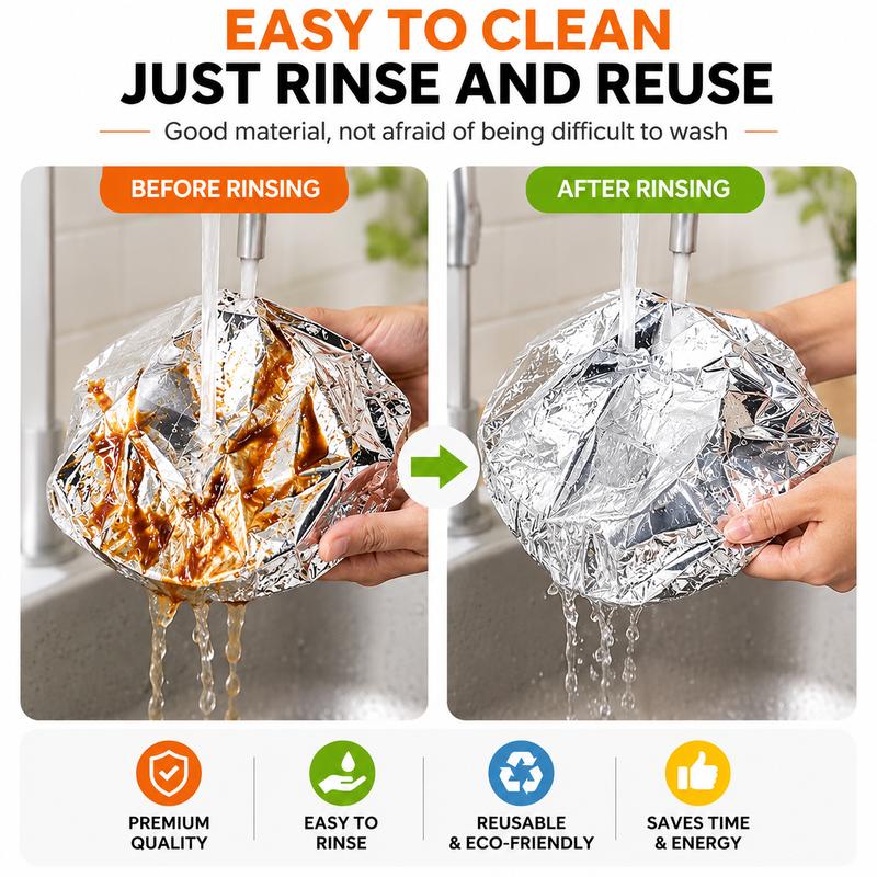 Pack OF 60 Pcs Aluminum Foil Food Covers | Covers For Bowls & Dishes Storage For Kitchen